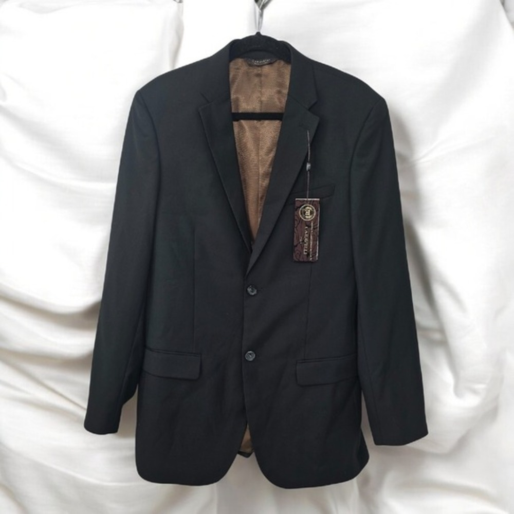 Caravelli Black Blazer Oxford 2B‎ Two Button Suit Jacket Men 38L 32W Classic NWT